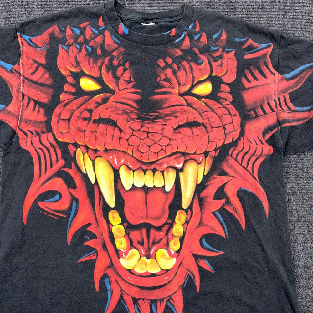 Liquid Blue AOP Dragon Graphic T-Shirt 1996 Vintage Double Sided Black XL Mens - Picture 2 of 9